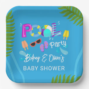 Neutral Baby Shower Pool Party Summer Paper Plate