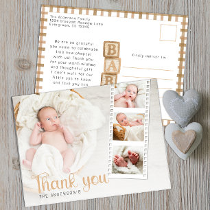 Neutral Baby Shower Thank You Photo Postcard
