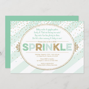 Neutral baby sprinkle invitation mint green gold