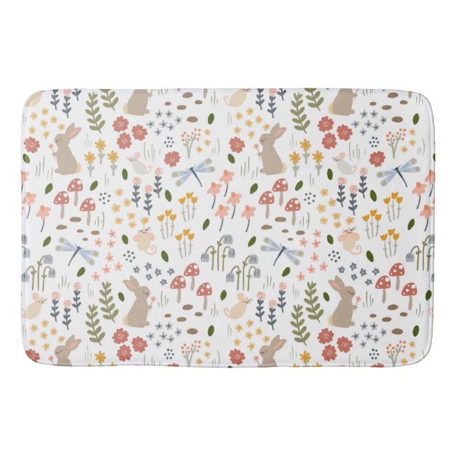 Neutral Baby Woodland Nursery Bath Mat (Front)