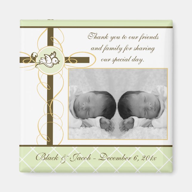 Neutral Baptism/Christening Favour - Photo Magnet (Front)