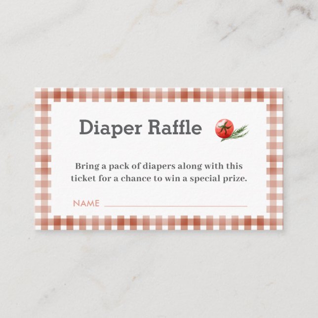 Neutral Barbecue Baby Shower Diaper Raffle Enclosure Card (Front)