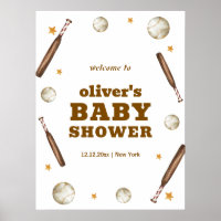 Neutral Batter Up Baseball Baby Shower Welcome