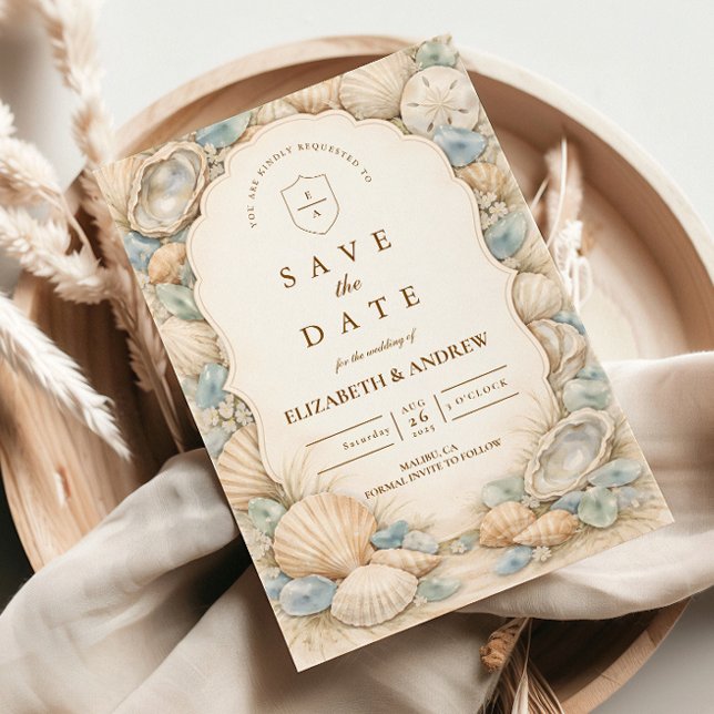 Neutral Beach Wreath Wedding Save The Date (Creator Uploaded)
