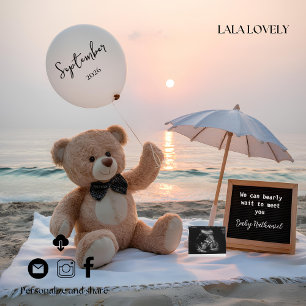 Neutral Beachside Expecting Baby Announcement Card