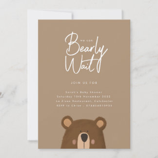 Neutral Bear Baby Shower Party Invitation