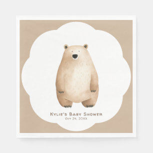 Neutral Bearly Wait Teddy Bear Baby Shower Napkin