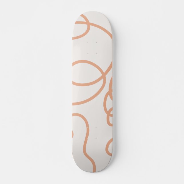 Neutral Beige Abstract Minimal Line Brush Strokes Skateboard (Front)