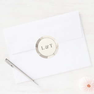 Neutral Beige Abstract Modern Editorial Wedding Classic Round Sticker
