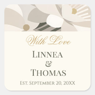 Neutral Beige Abstract Modern Editorial Wedding Square Sticker