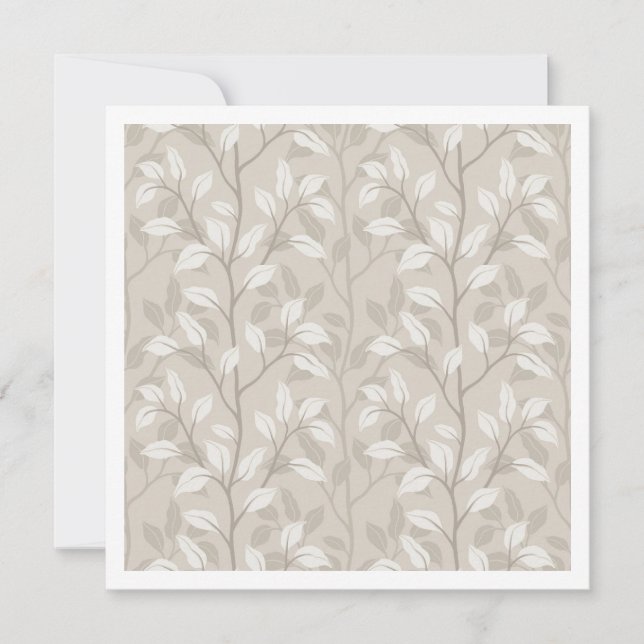 Neutral Beige Botanical Stripe Elegant Design Card (Front)