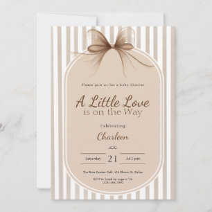 Neutral Beige Bow Baby Shower Invitation