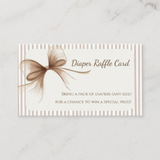 Neutral Beige Bow Diaper Raffle Card