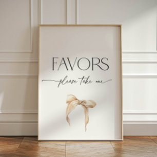 Neutral Beige Bow Favour Bridal Party Pedestal Sig Pedestal Sign
