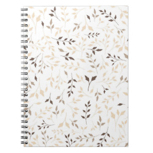Neutral Beige Brown Botanical Leaf Pattern Notebook