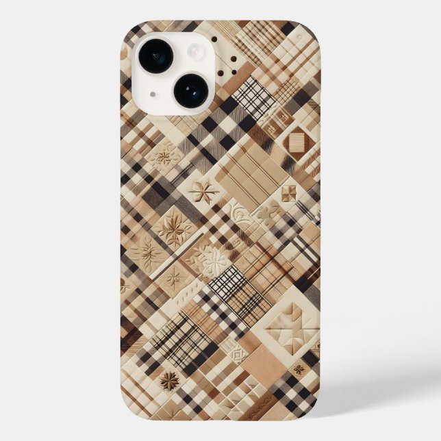 Neutral Beige & Brown Plaid Phone Case - Carved  (Back)