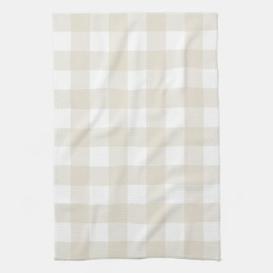 Neutral Beige Buffalo Check Plaid Rustic Farmhouse Tea Towel