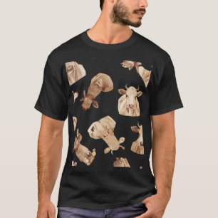 Neutral Beige Cow Print Pattern   Boho Animal Prin T-Shirt