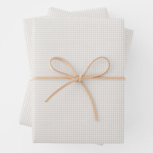 Neutral beige gingham check simple cute  wrapping paper sheet
