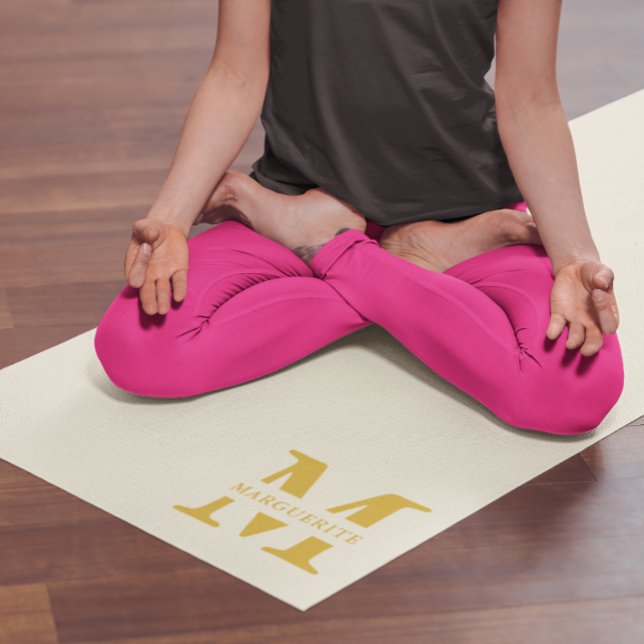 Neutral Beige Gold Monogram Yoga Mat (Creator Uploaded)