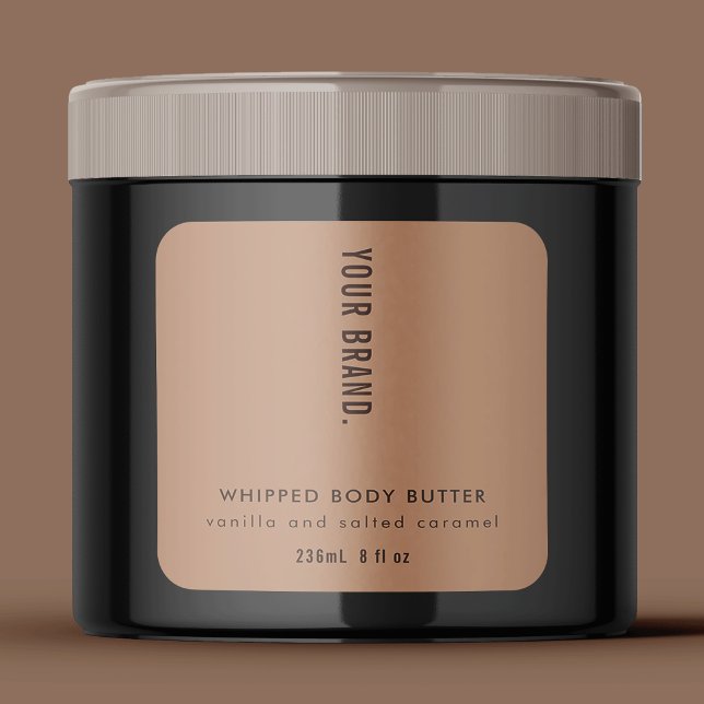 Neutral Beige Minimal Simple Jar Product Label (Neutral Beige Aesthetic Jar Product Square Sticker with fully editable text & colors)