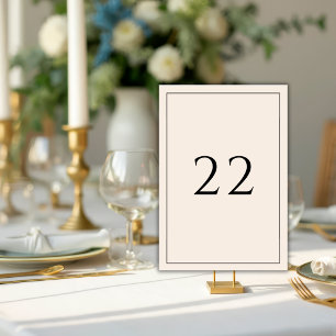 Neutral Beige Minimalist Elegant Wedding Table Number