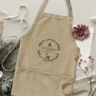 Neutral Beige Minimalist Newlywed Gift Monogram   Standard Apron