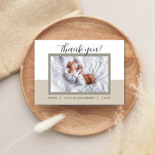 Neutral Beige New Born Baby Thank You Card