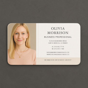 Neutral Beige Photo Business Card