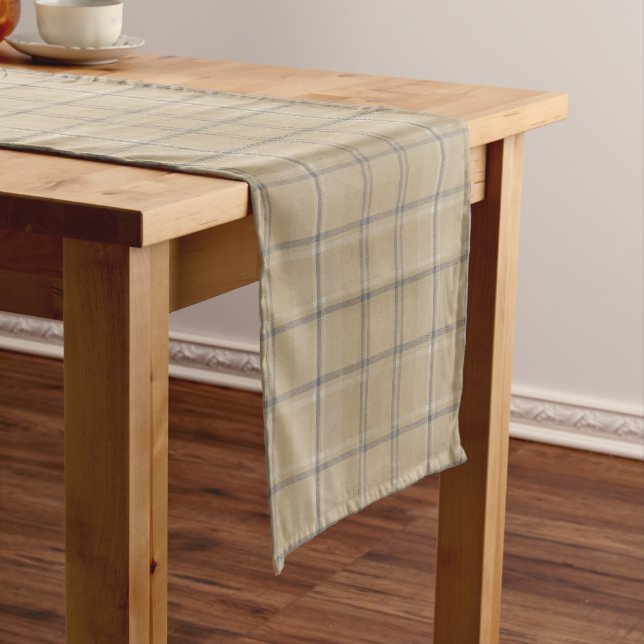 Neutral Beige Plaid Tartan  Short Table Runner (In Situ)