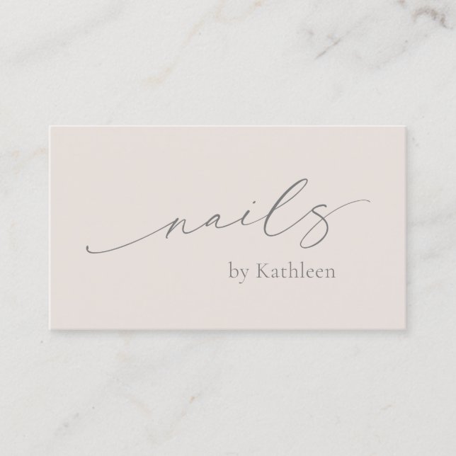 Neutral Beige QR Code Elegant Nail Salon Modern Business Card (Front)