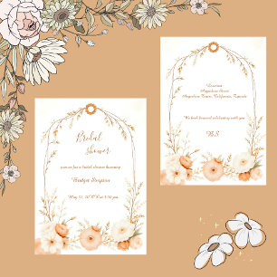 Neutral Beige Rustic Floral Bridal Shower Invitation
