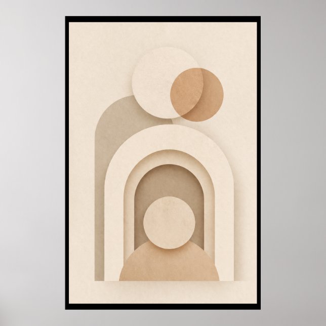 Neutral Beige Scandinavian Abstract Design Poster (Front)