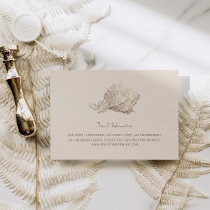 Neutral Beige Seashell Beach Wedding Enclosure Card