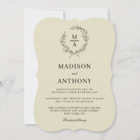 Neutral Beige Simple Elegant Monogram Wedding
