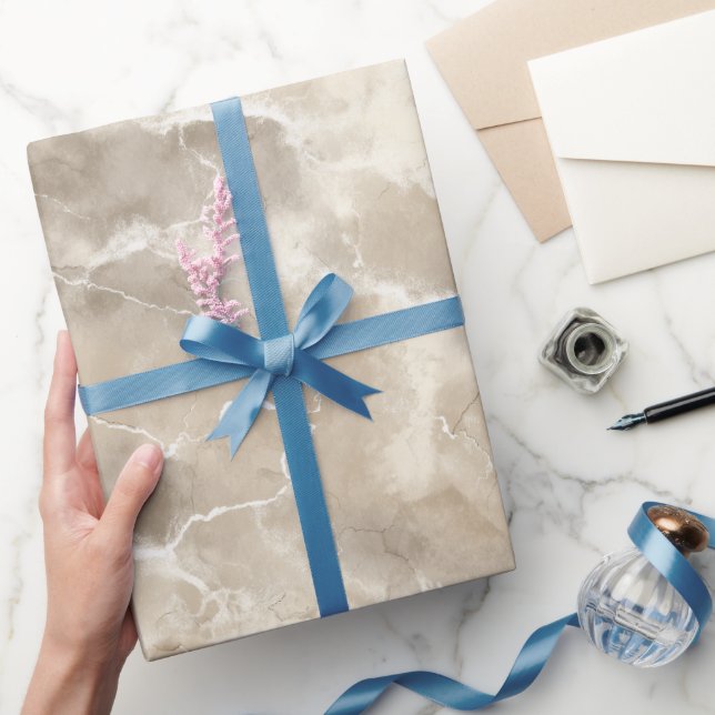 Neutral Beige Stone Texture Ivory Abstract Pattern Wrapping Paper (Gifting)