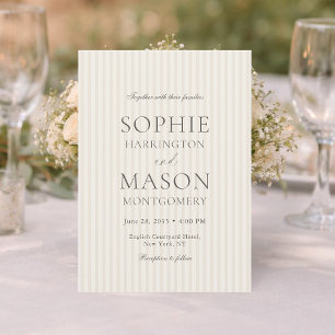 Neutral Beige Stripe Wedding Invitation