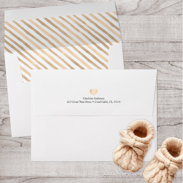 Neutral Beige Striped Envelope Liner (Striped Watercolor Self Addressed Envelope)