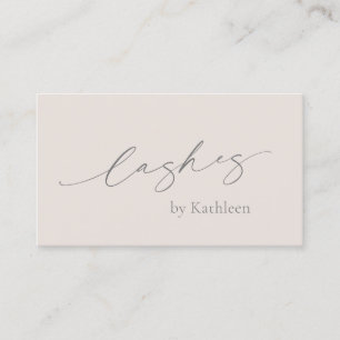 Neutral Beige Tan QR Code Elegant Lashes Modern Business Card