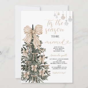Neutral Beige ’Tis the Season to Be Married Bridal Invitation