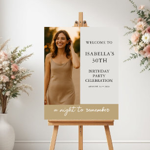 Neutral Birthday Party Photo Welcome Poster