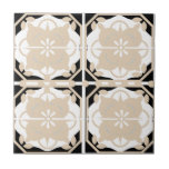 Neutral Black and Beige Intricate  Ceramic Tile<br><div class="desc">Stylish,  sophisticated and pretty,  these tiles add a bit of elegance to any room. Inspired by Portuguese tiles,  this design is interesting but neutral enough to match many decor styles. Perfect for those with modern farmhouse and vintage style homes.</div>