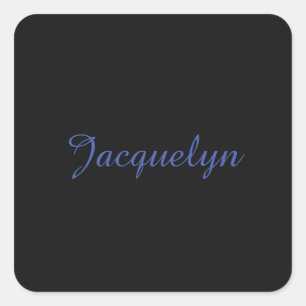 Neutral Black & Blue Plain Elegant Modern Own Name Square Sticker