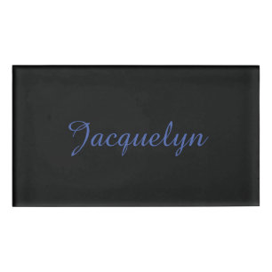 Neutral Black & Blue Plain Elegant Modern Own Name Tag