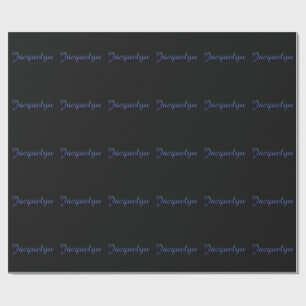 Neutral Black & Blue Plain Elegant Modern Own Name Wrapping Paper