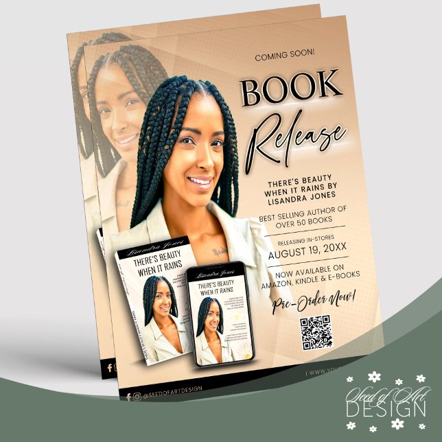 Neutral Black Modern Book Launch Release Author Flyer (Creator Uploaded)