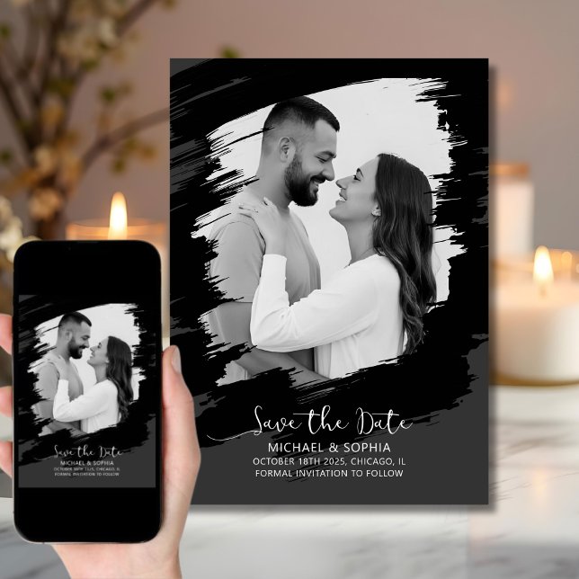 Neutral Black White Save the Date Modern Unique (Creator Uploaded)