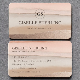 Neutral Blush Beige Taupe Watercolor Minimal Moder Business Card