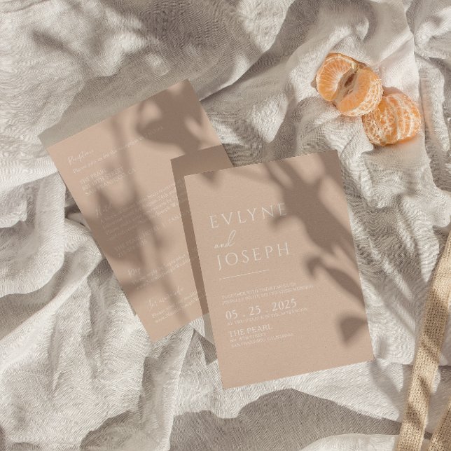 Neutral Blush Minimalist Boho All In One Wedding Invitation (Creator Uploaded)