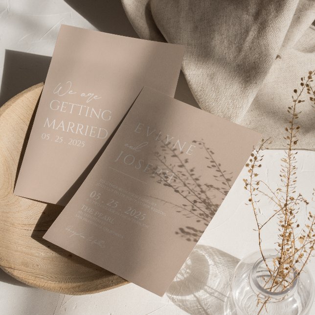 Neutral Blush Minimalist Boho Modern Wedding Invitation (Creator Uploaded)